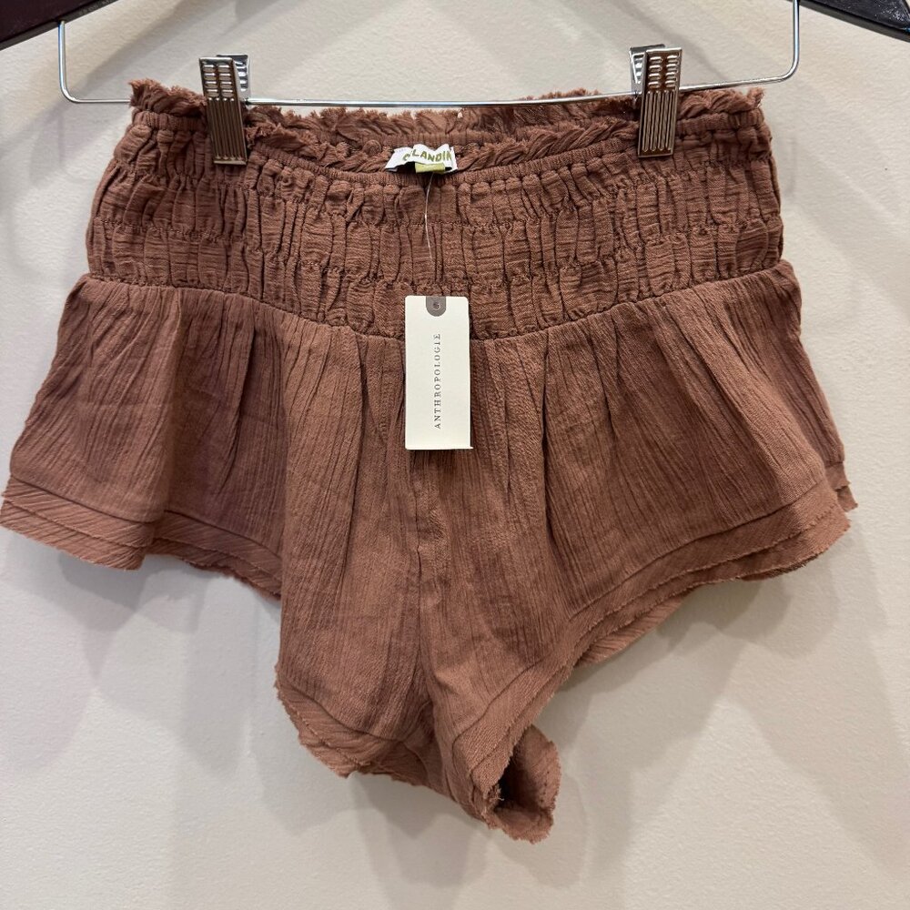 Clandie for Anthropologie Textured Brown Gauze Shorts (XS, NWT)